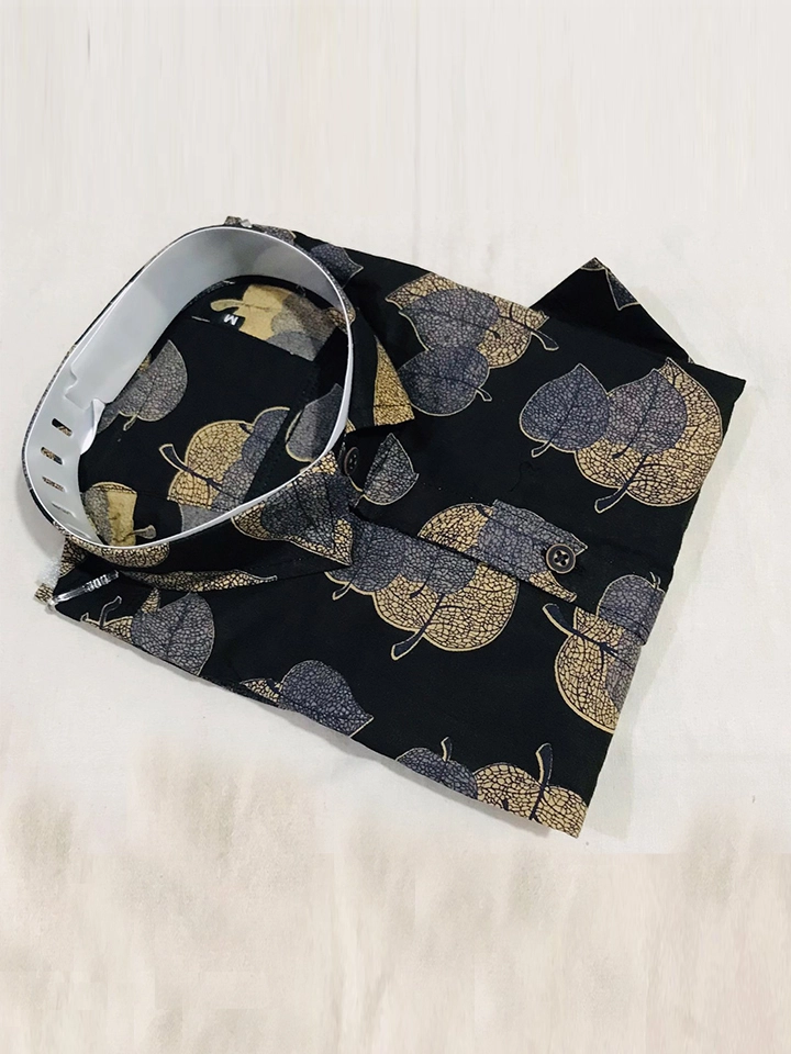Black Leaf - Cotton Half Sleeve Shirt